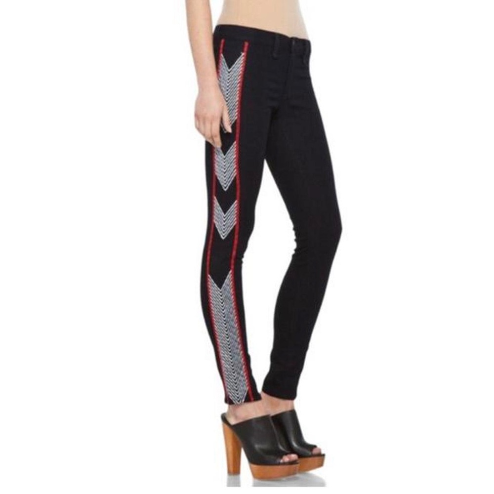 🍸 rag & bone Black and Red Skinny Jeans